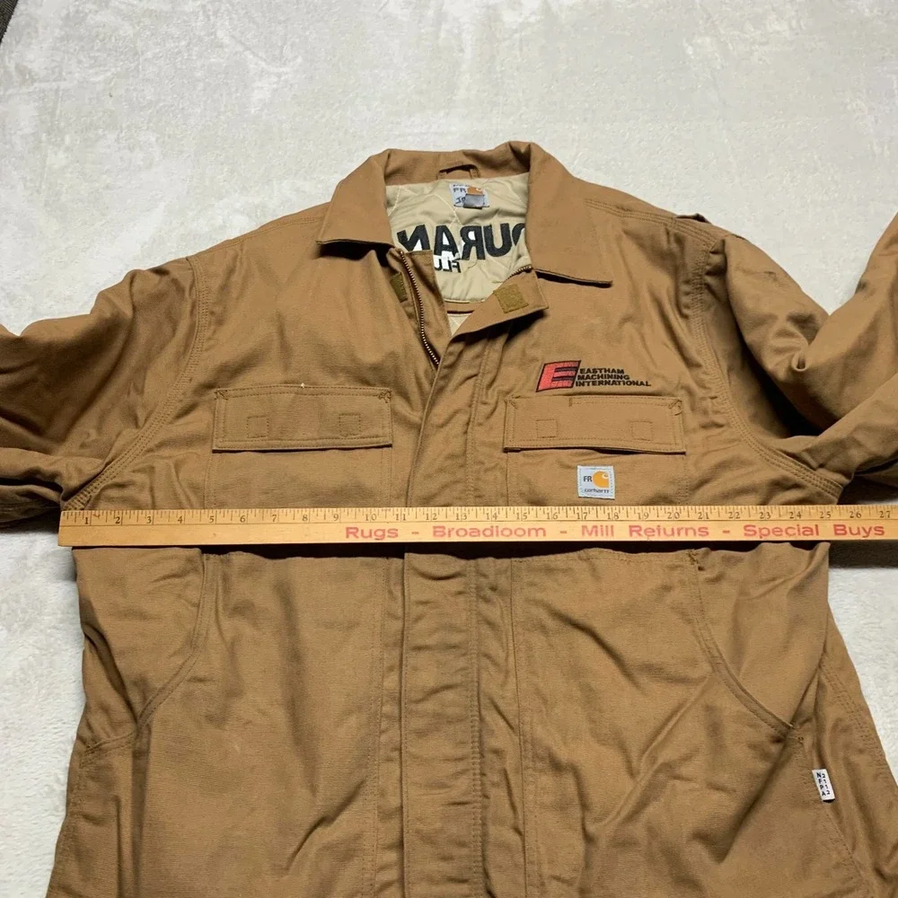 Carhartt FR Mens XL Flame Resistant Duck Chore Coat Quilt Lined Pockets Distress